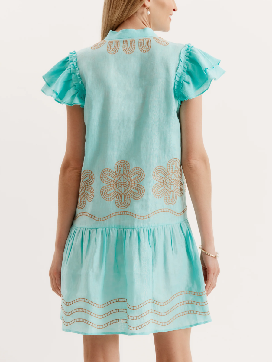 Tassel Laced Embroidered Dress