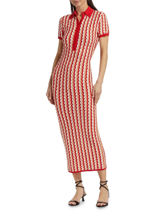 Striped Pointelle-Knit Maxi Dress