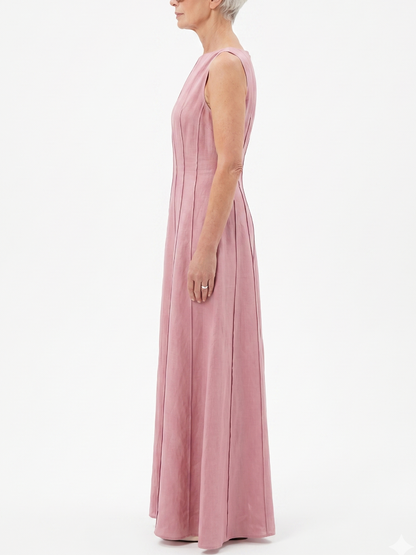 Timeless Grace | Dusty Pink Paneled Sleeveless Maxi Dress
