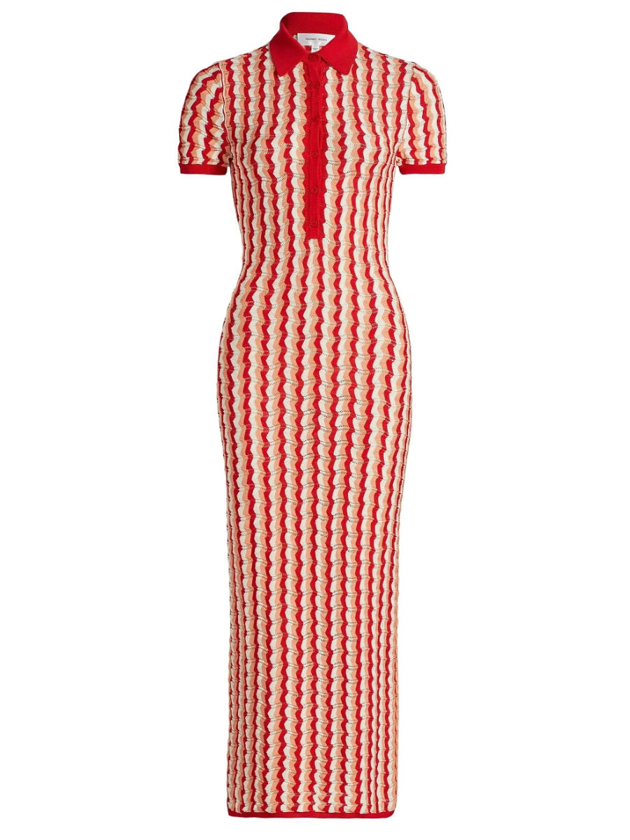 Striped Pointelle-Knit Maxi Dress