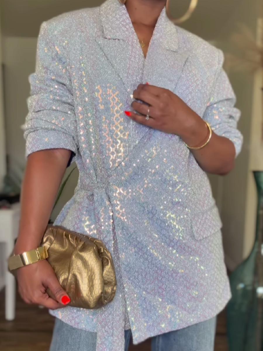 Sequined Lace-Up Jacket