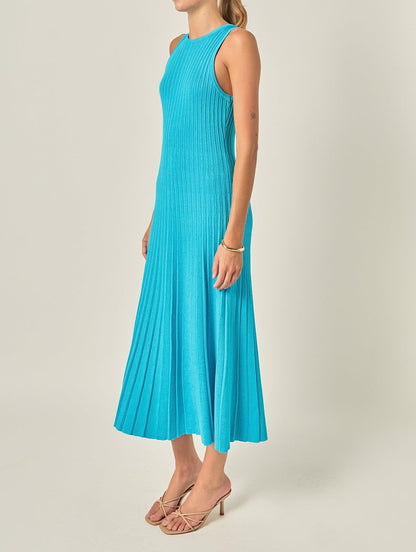 Sleeveless Ribbed Knit Midi Dress