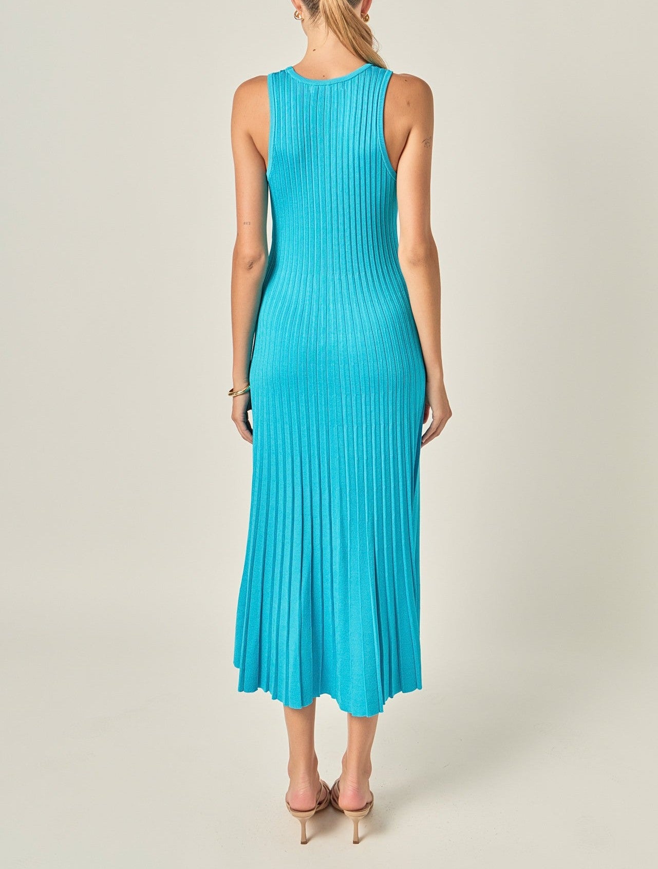 Sleeveless Ribbed Knit Midi Dress