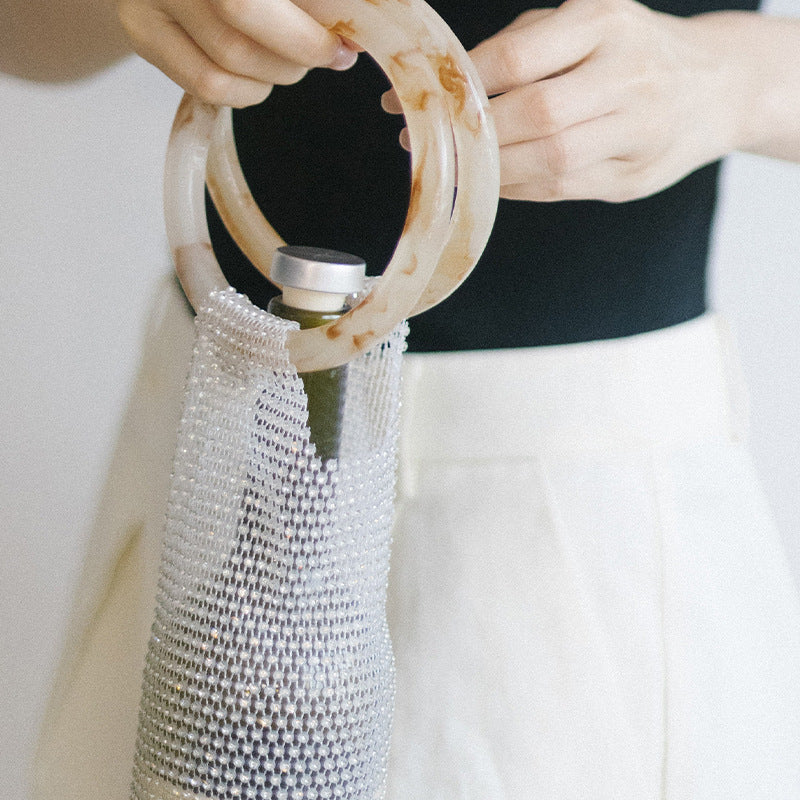 Woven Bag Crystal Bottle Tote