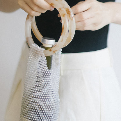 Woven Bag Crystal Bottle Tote