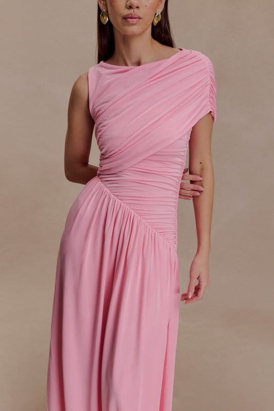 Slinky Asymmetric Maxi Dress