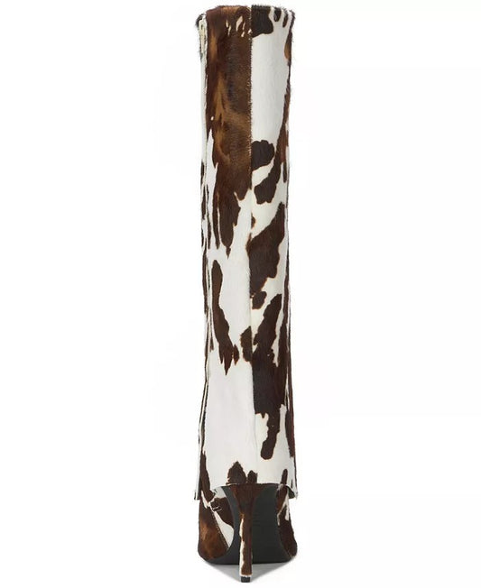Brown Cow Print Wide Calf Boot
