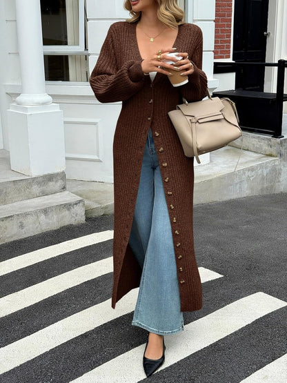 Long Cardigans V Neck Button Down