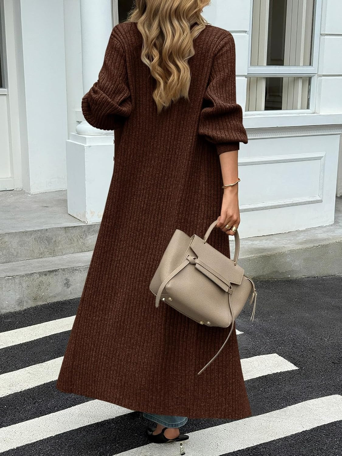 Long Cardigans V Neck Button Down
