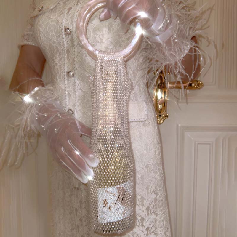 Woven Bag Crystal Bottle Tote