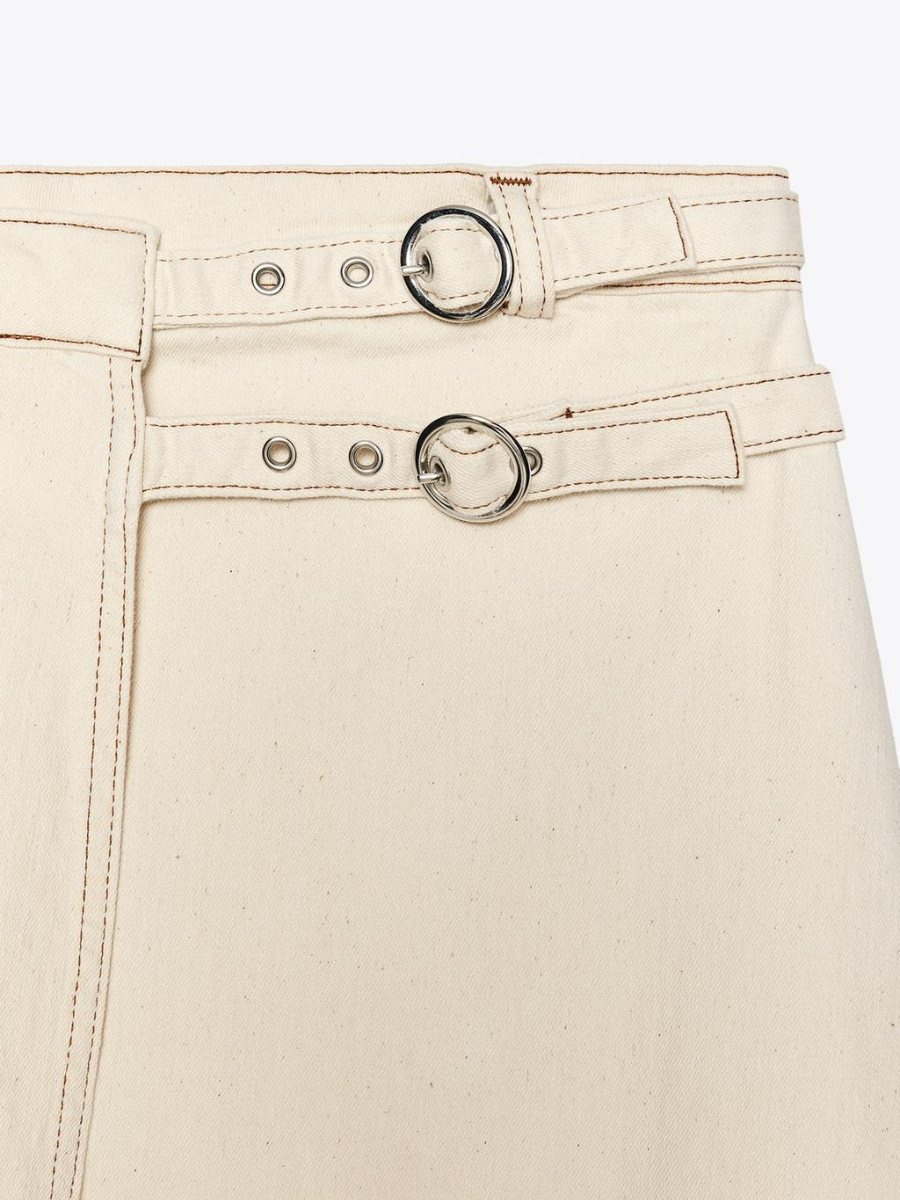 1975 DENIM CROSSOVER MIDI SKIRT