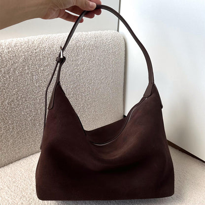 Nubuck Leather Underarm Bag Shoulder Crossbody Bag