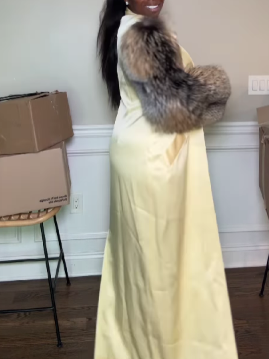 Plush-Sleeve Leather Coat