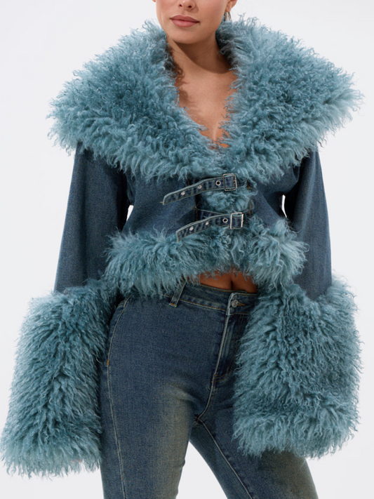 Denim Plush Short Coat