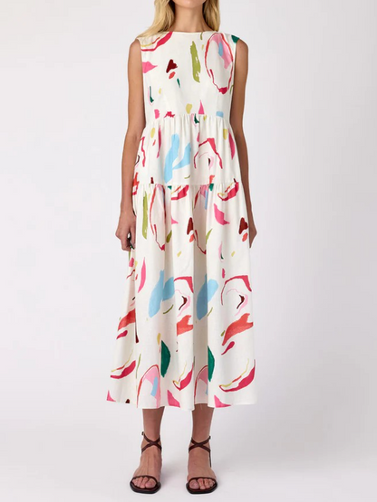 Spring Flowy Sleeveless Tiered Dress