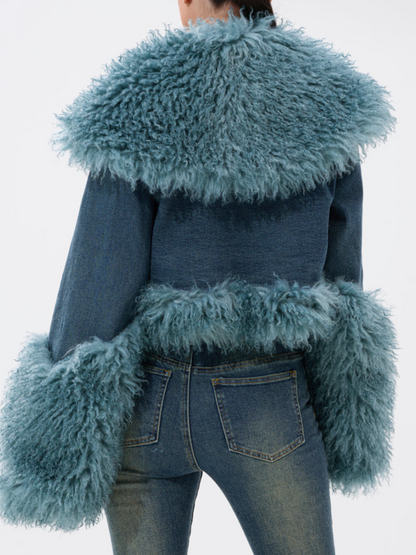 Denim Plush Short Coat