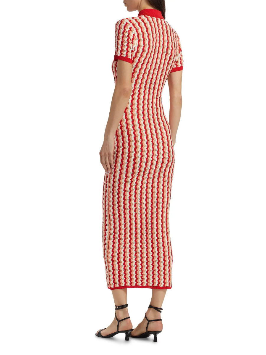 Striped Pointelle-Knit Maxi Dress