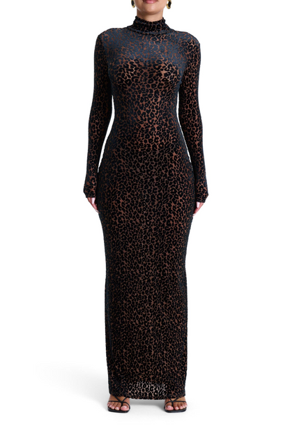 Burnout Long Sleeve Maxi Dress