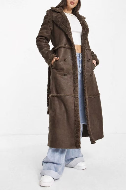 Chocolate Brown Suede Coat