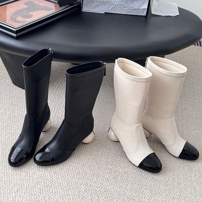 Oversized Pearl Heel Boots