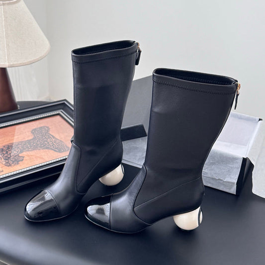 Oversized Pearl Heel Boots