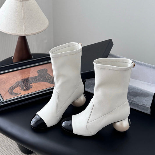 Oversized Pearl Heel Boots
