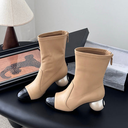 Oversized Pearl Heel Boots