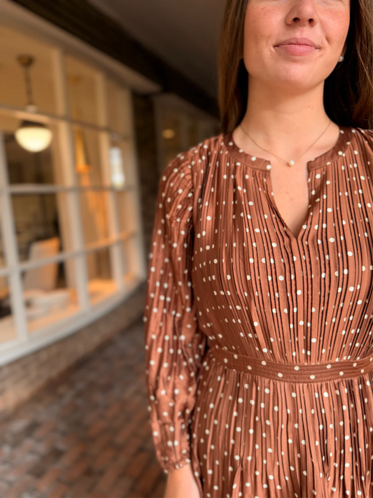 Pleated Polka Dot Dress