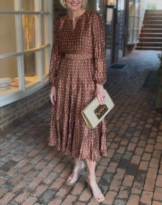 Pleated Polka Dot Dress