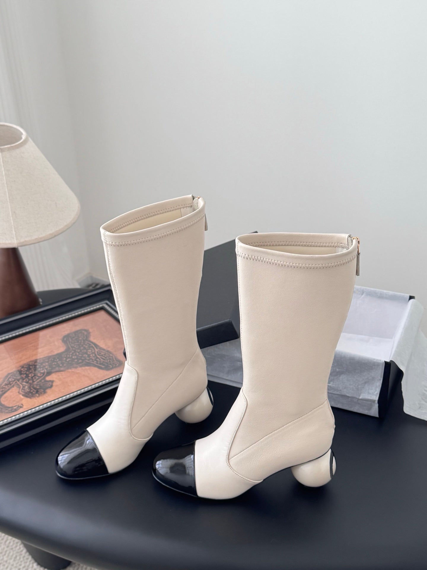 Oversized Pearl Heel Boots