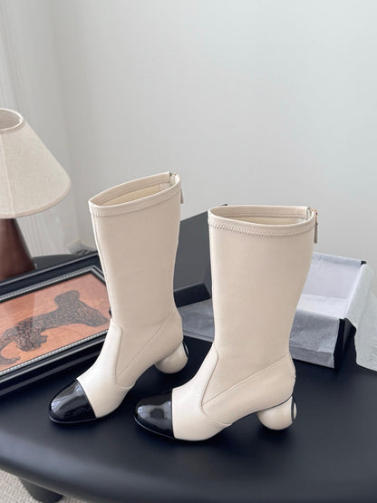 Oversized Pearl Heel Boots