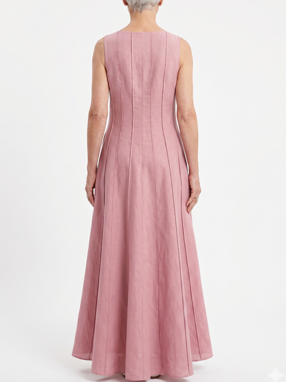 Timeless Grace | Dusty Pink Paneled Sleeveless Maxi Dress