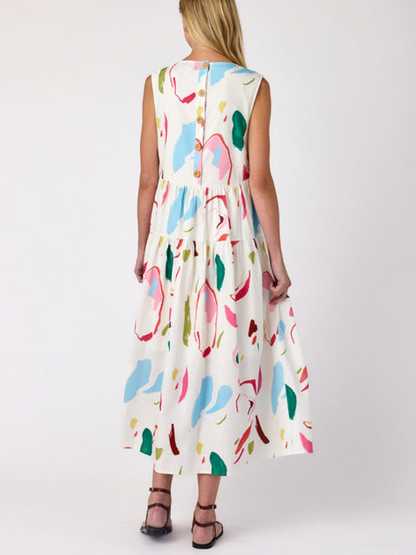 Spring Flowy Sleeveless Tiered Dress