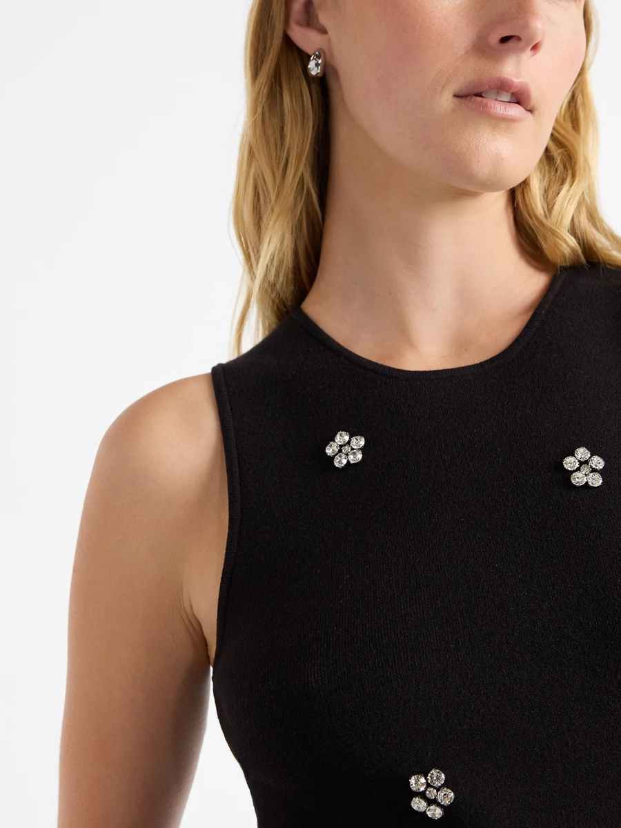 Beaded Sleeveless Midi Sweater Dress