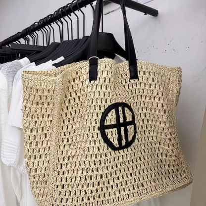 Contrast Straw Bag