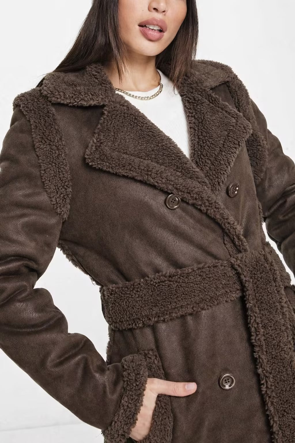 Chocolate Brown Suede Coat
