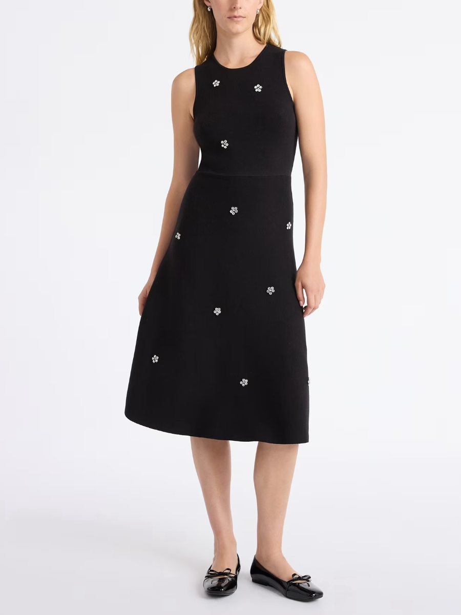 Beaded Sleeveless Midi Sweater Dress