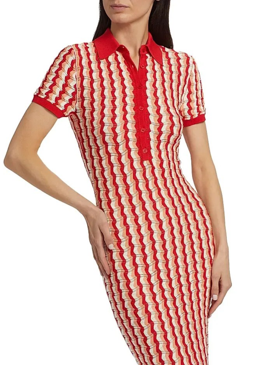 Striped Pointelle-Knit Maxi Dress