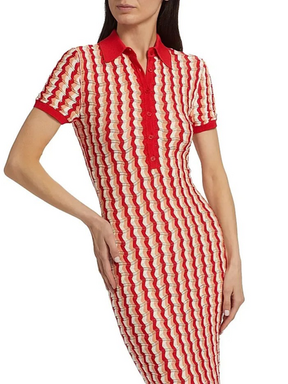 Striped Pointelle-Knit Maxi Dress
