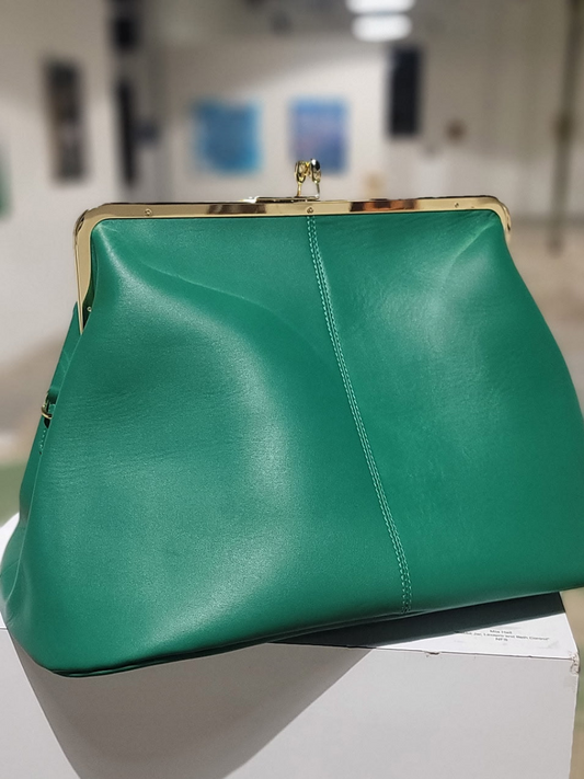 Leather Kisslock Frame Bag