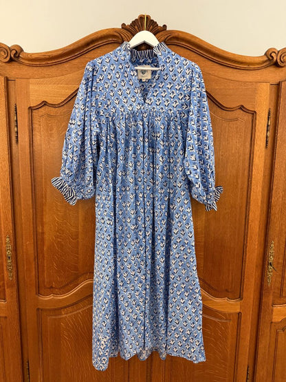Newest Cotton Block Print Maxi Dress