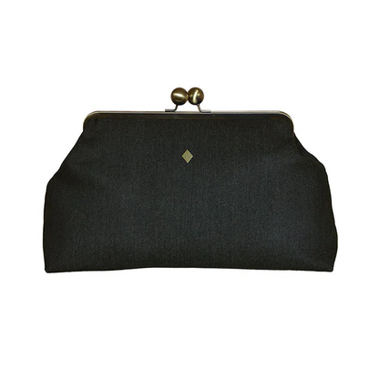 Vintage Gold-Frame Denim Evening Clutch