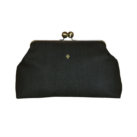 Vintage Gold-Frame Denim Evening Clutch