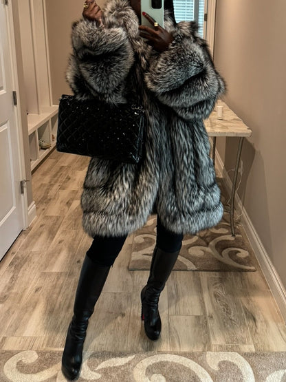 Silver Fox Fur Coat