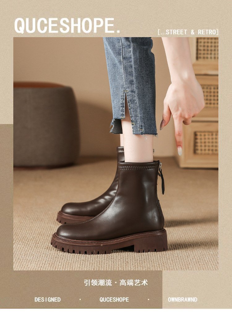 Autumn And Winter New Martin Boots Fashion Round Head Thick Bottom