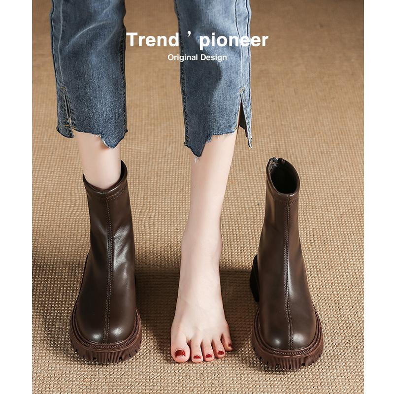 Autumn And Winter New Martin Boots Fashion Round Head Thick Bottom