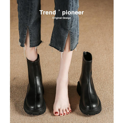 Autumn And Winter New Martin Boots Fashion Round Head Thick Bottom