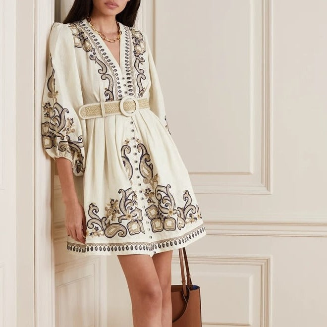 Printed Belted Dress